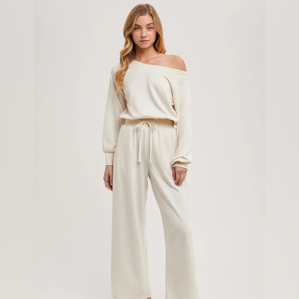 Cream fleece jumpsuit